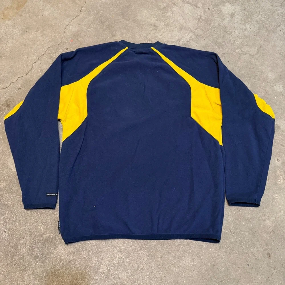 Nike Team Michigan Pullover Mens Small Navy Blue Yellow Therma-FIT Fleece